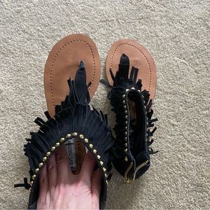 Steve Madden fringe black sandals